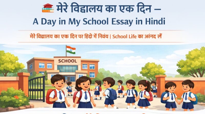 मेरे विद्यालय का एक दिन, A Day in My School in Hindi, School Essay in Hindi, School Life Essay Hindi, हिंदी निबंध विद्यालय, Class 4 to 10 Hindi Essay, My School Day Essay Hindi,